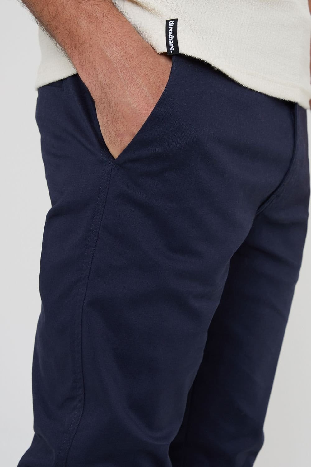 Threadbare Threadbare Men's 'Castello' Cotton Slim Fit Chino Trousers With Stretch in Navy - 4