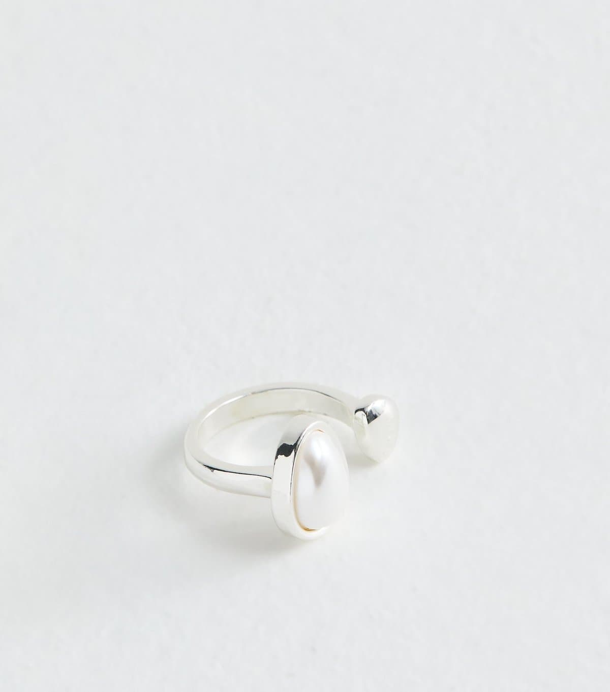 New Look Silver Tone Faux Pearl Wrap Around Ring New Look