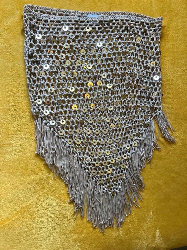 Source Unknown Sequin tassel cute off the shoulder top