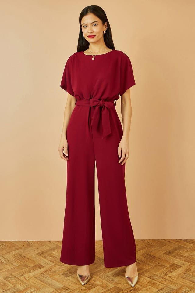 Yumi Yumi Women's Burgundy Batwing Stretch Jumpsuit - 3