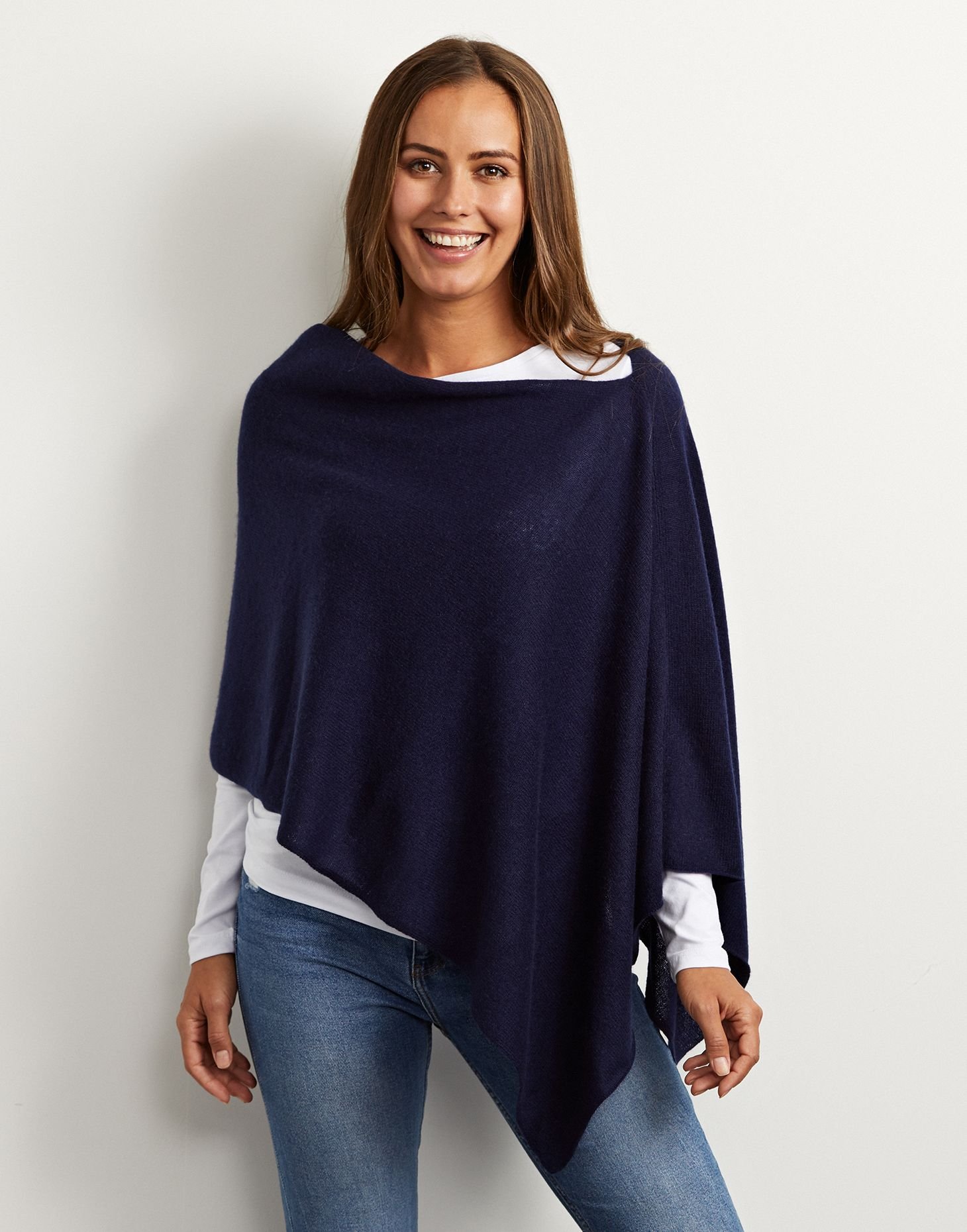 Cove Cove Women's Lucy 4-way Cashmere Poncho in Navy - 2