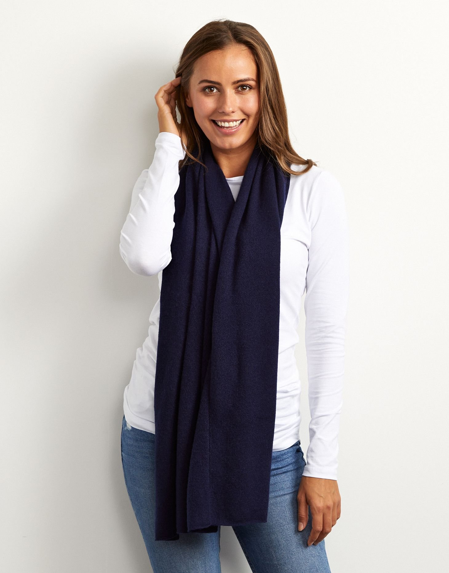Cove Cove Women's Lucy 4-way Cashmere Poncho in Navy - 3
