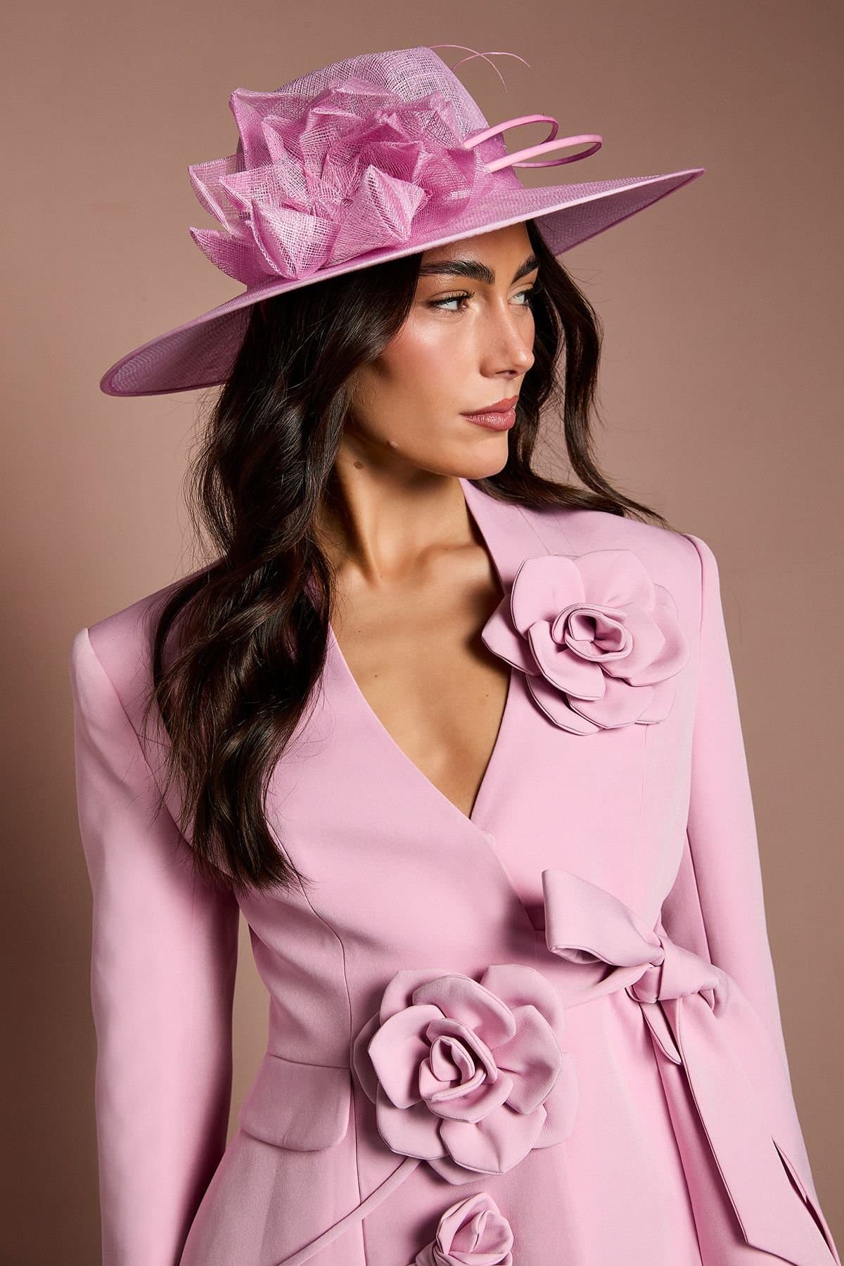 Coast Coast Women's Lisa Tan Origami Flower Fedora Hat in Pink