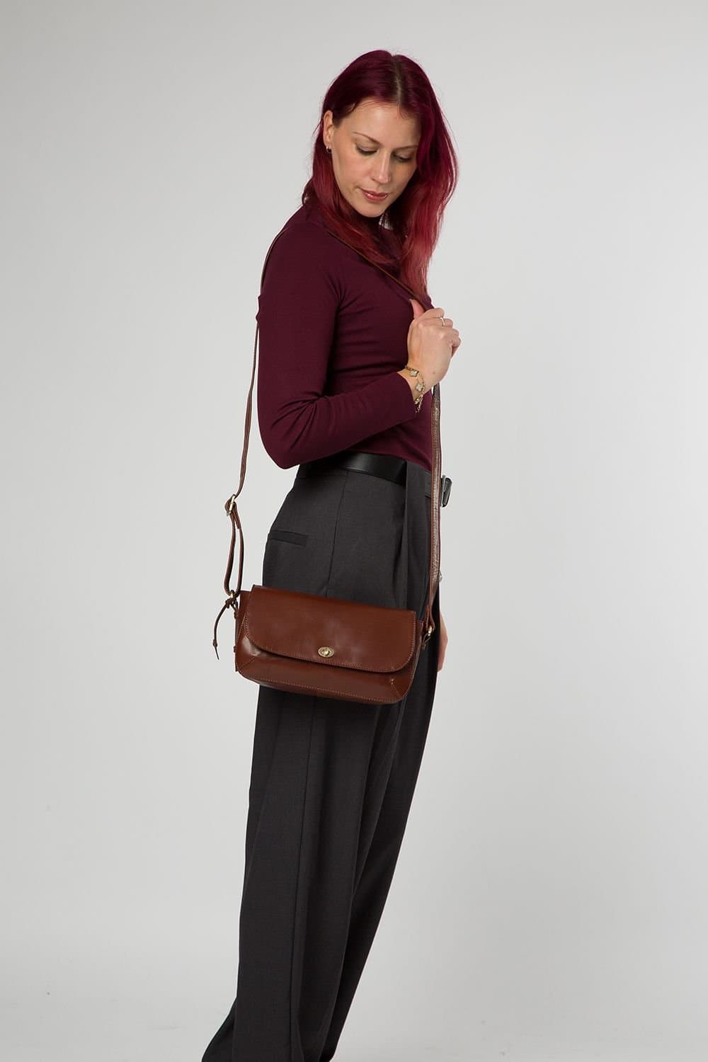 NiNa Amora NiNa Amora Brown Leather Cross Body Bag