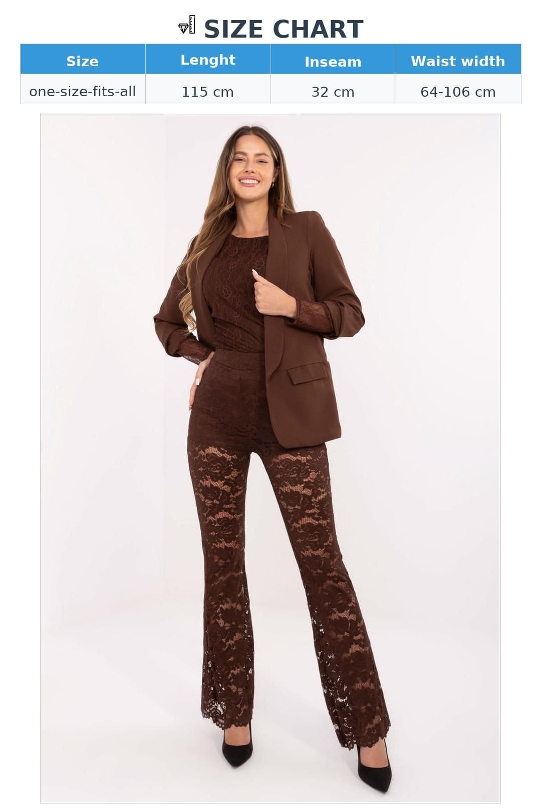 Love Lace Love Lace Women's Lace High Waist Bell Bottom Pants in Brown - 4