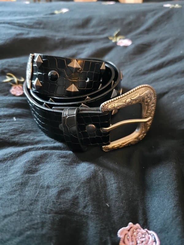 ASOS ASOS western cowboy crystal studded belt in black croc faux leather. S-M