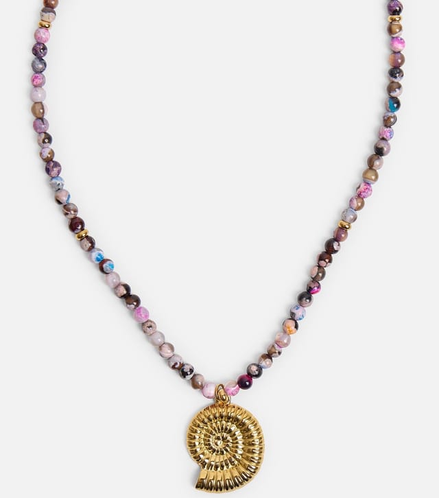 Public Desire Gold Tone Beaded Shell Pendant Necklace Public Desire New Look - 2