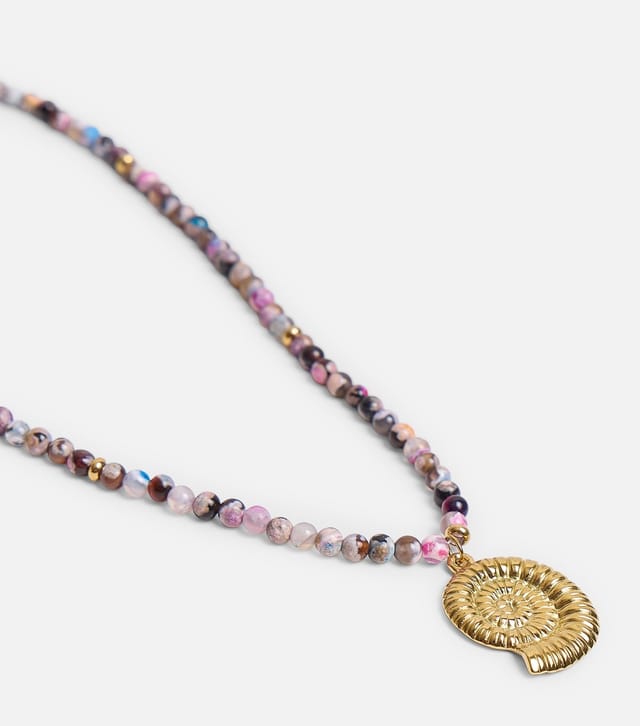 Public Desire Gold Tone Beaded Shell Pendant Necklace Public Desire New Look - 3