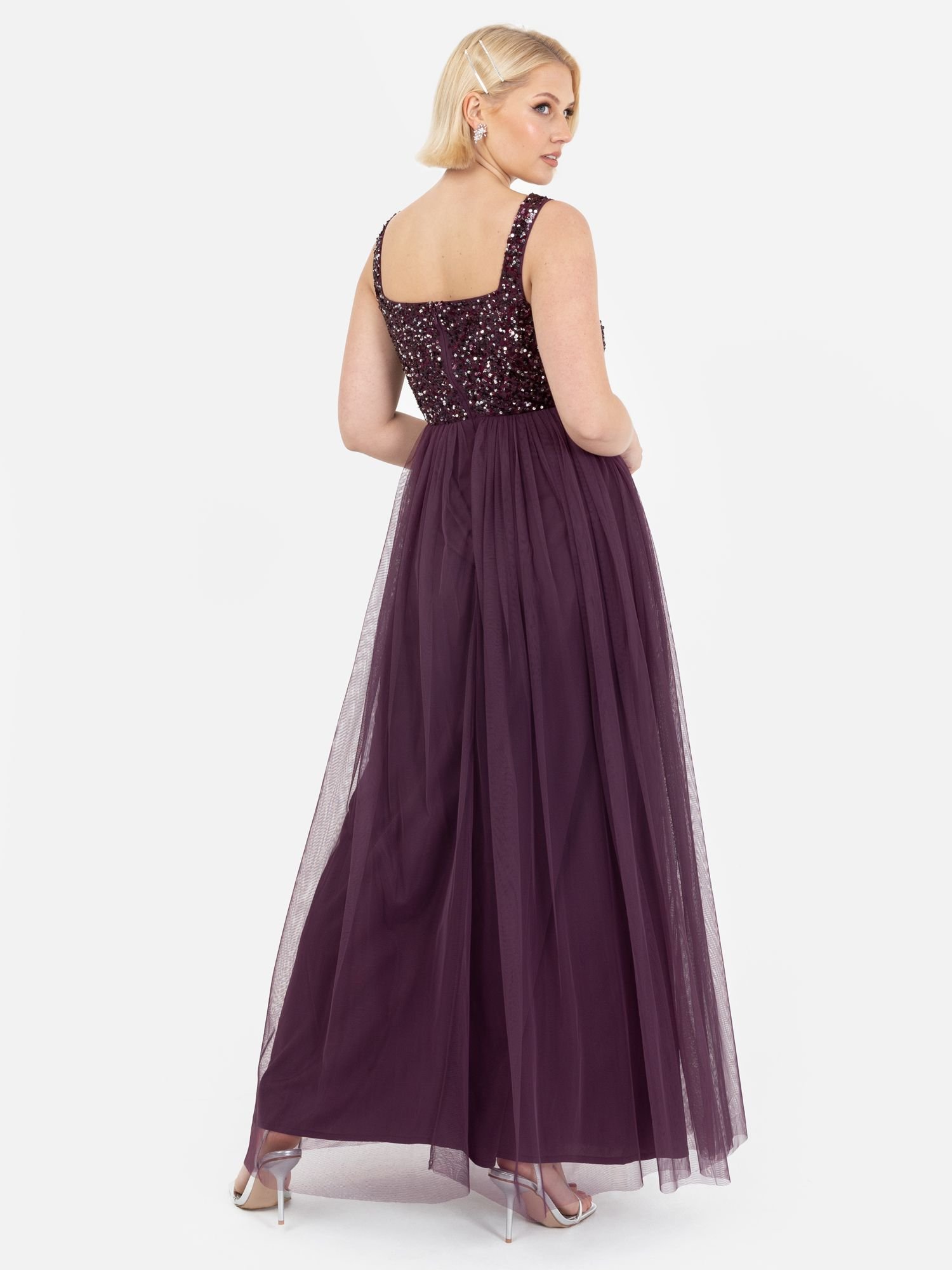 Maya Deluxe Maya Deluxe Women's Embellished Strappy Maxi Dress in Grape - 2