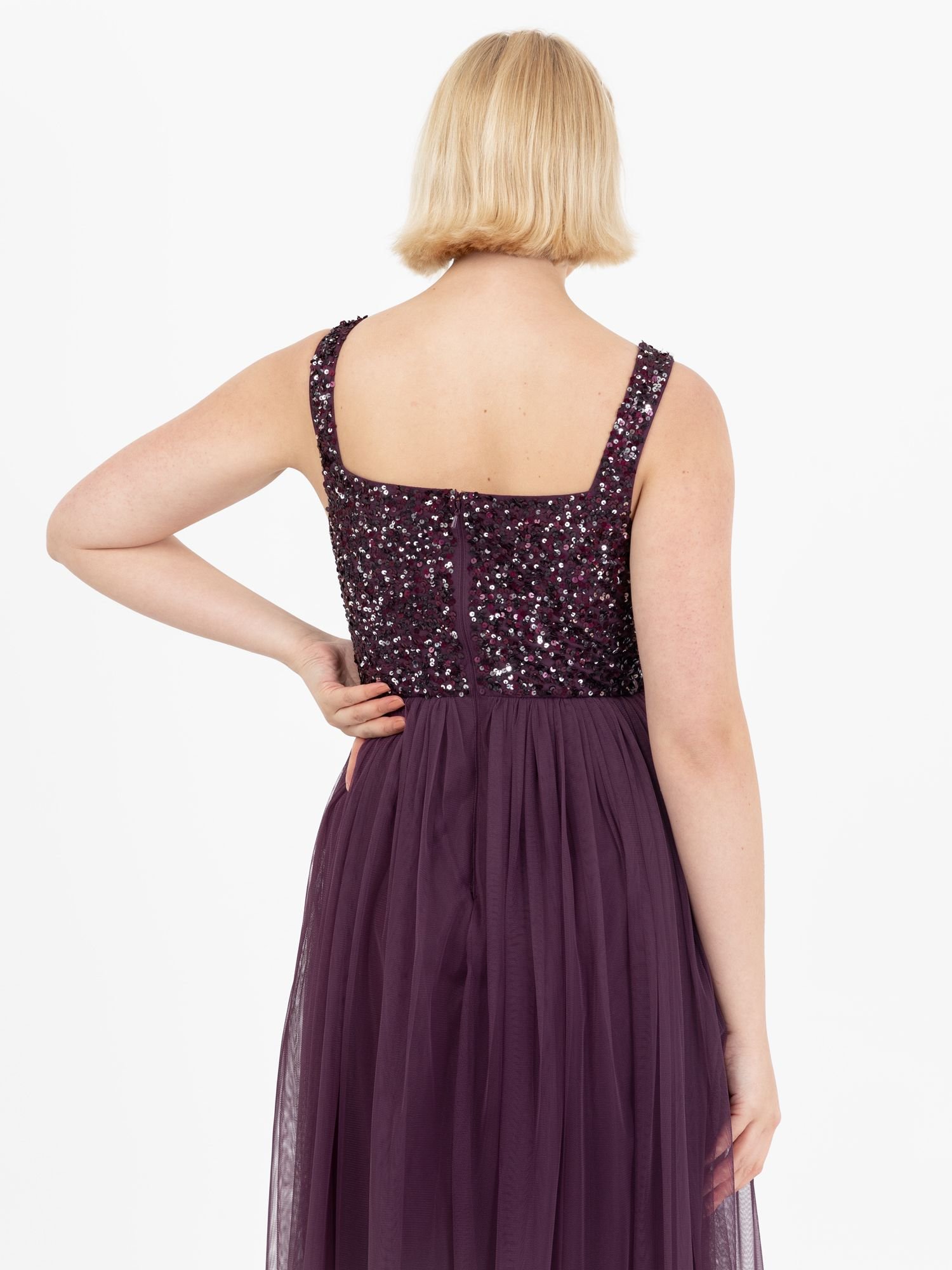 Maya Deluxe Maya Deluxe Women's Embellished Strappy Maxi Dress in Grape - 3