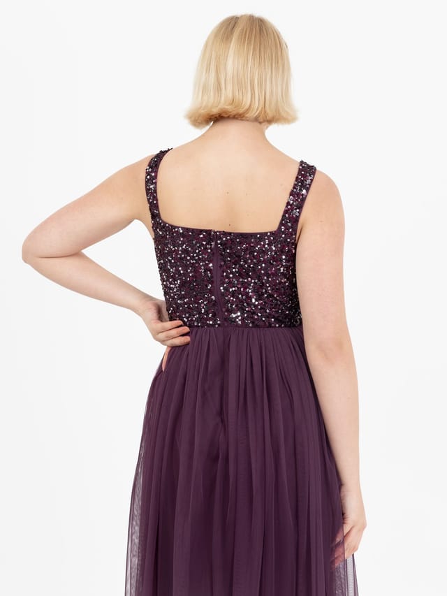 Maya Deluxe Maya Deluxe Women's Embellished Strappy Maxi Dress in Grape - 3