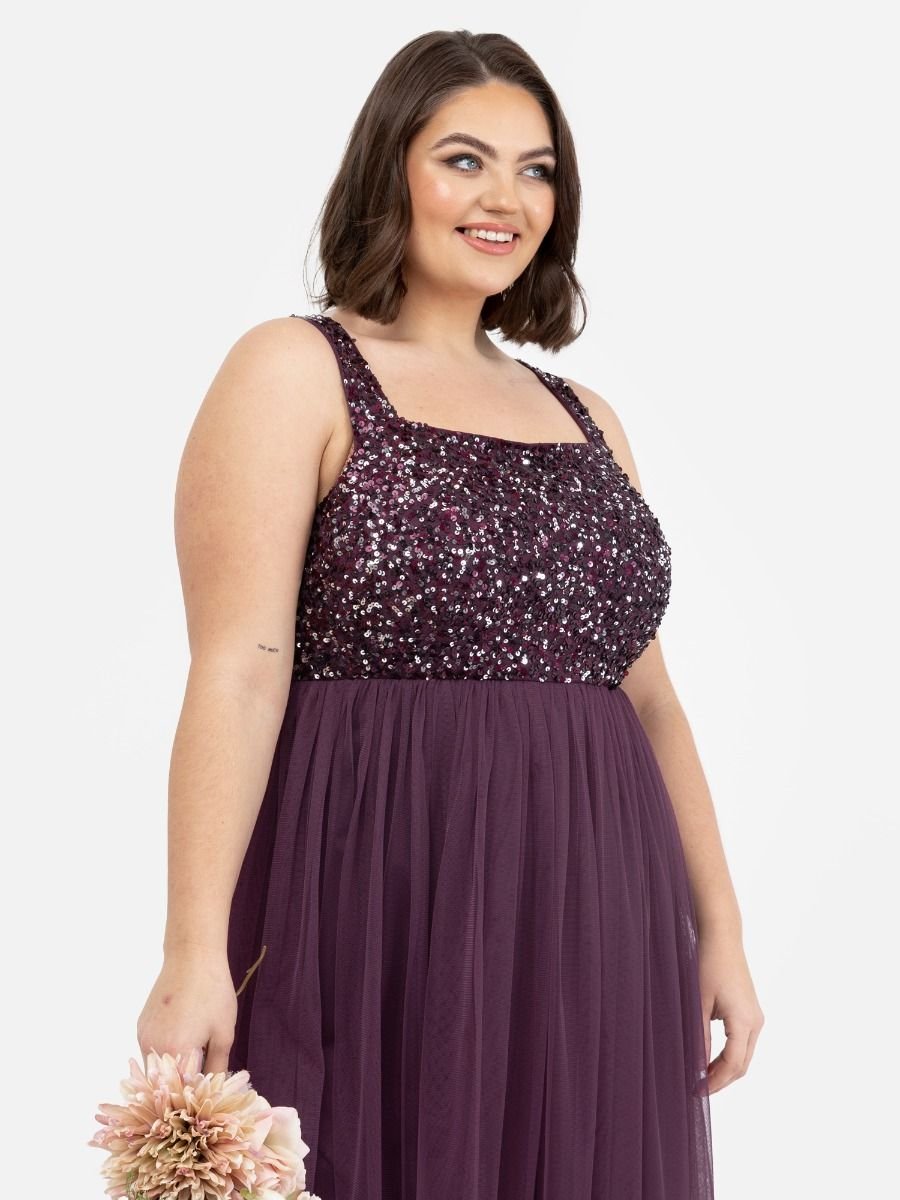Maya Deluxe Maya Deluxe Women's Embellished Strappy Maxi Dress in Grape - 4