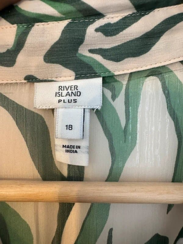 River Island River Island Green Zebra Print Tiered Shirt Dress Size 18
