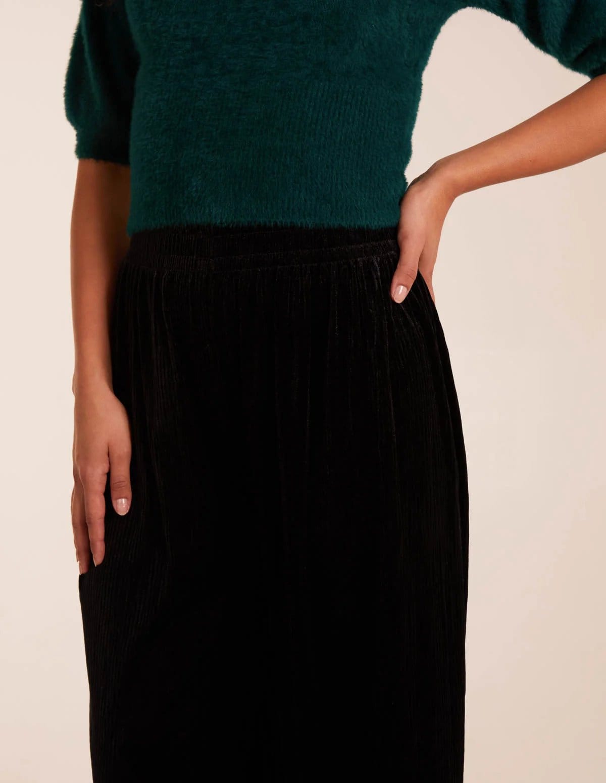 Blue Vanilla Wide Leg Textured Velour Trouser - 4