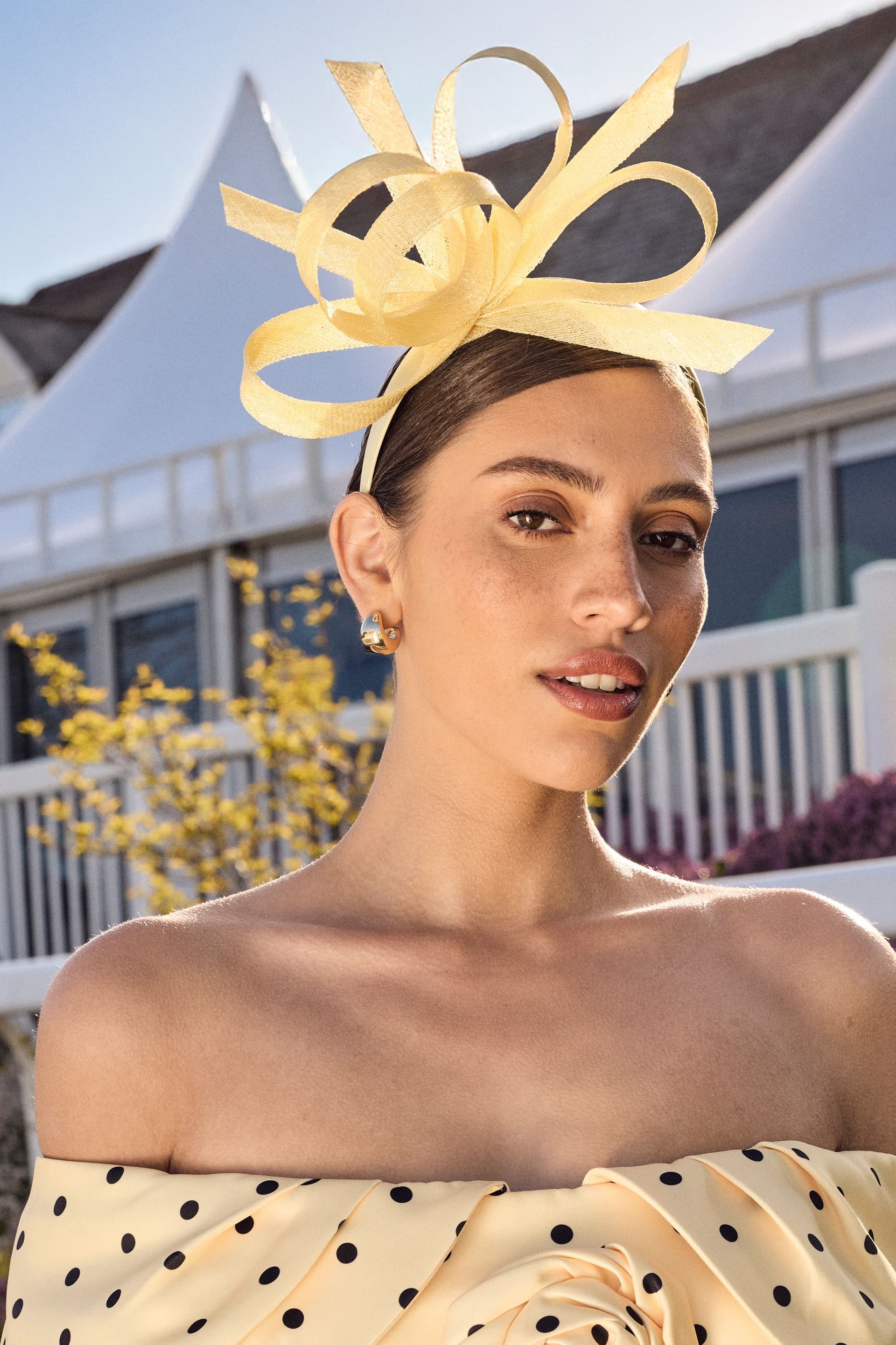 Coast Coast Lemon Tan Loop Bow Fascinator