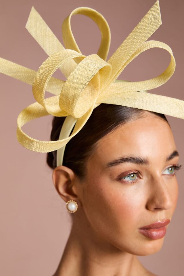 Coast Coast Women's Lisa Tan Loop Bow Fascinator in Lemon - 3