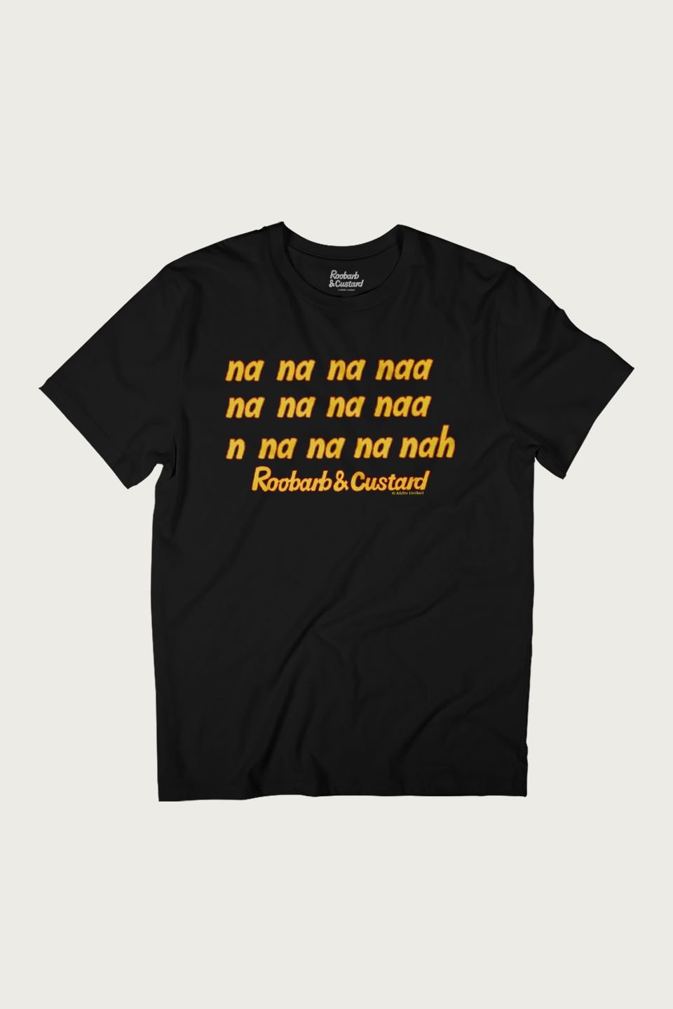 Roobarb & Custard Roobarb & Custard Men's Na Na Na Naa Text Logo T-Shirt in Black - 2