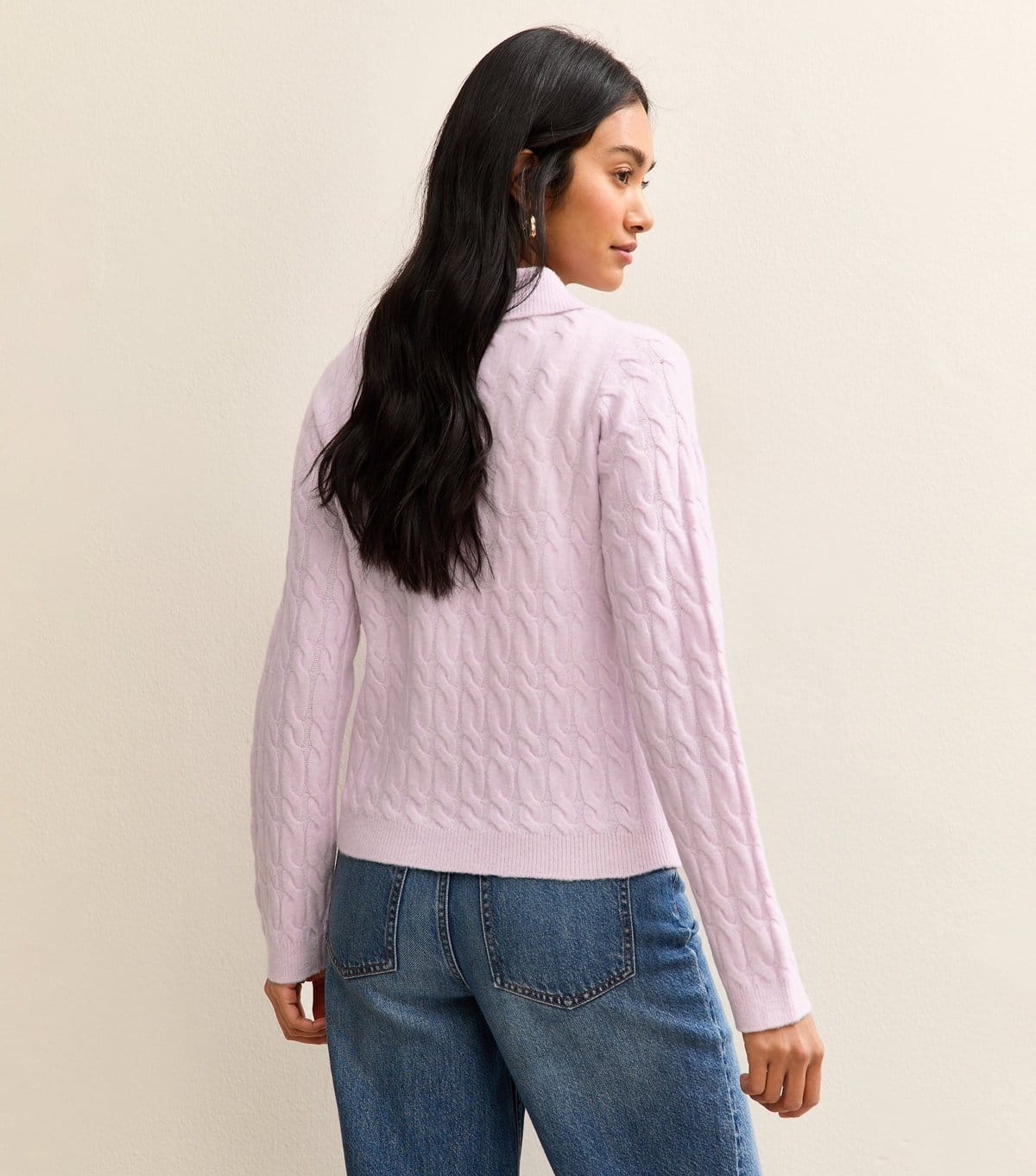 New Look Women's Lilac Cable Knit Collared Cardigan New Look - 4