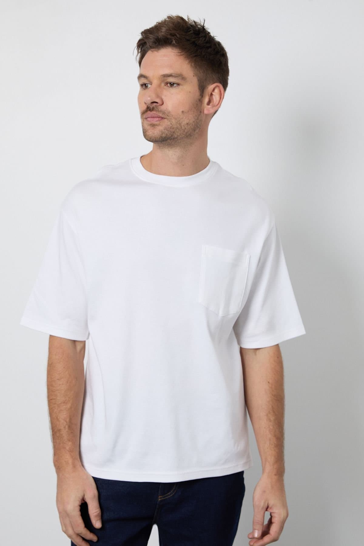 Burton Burton Men's White Oversized Crew Neck T-Shirt