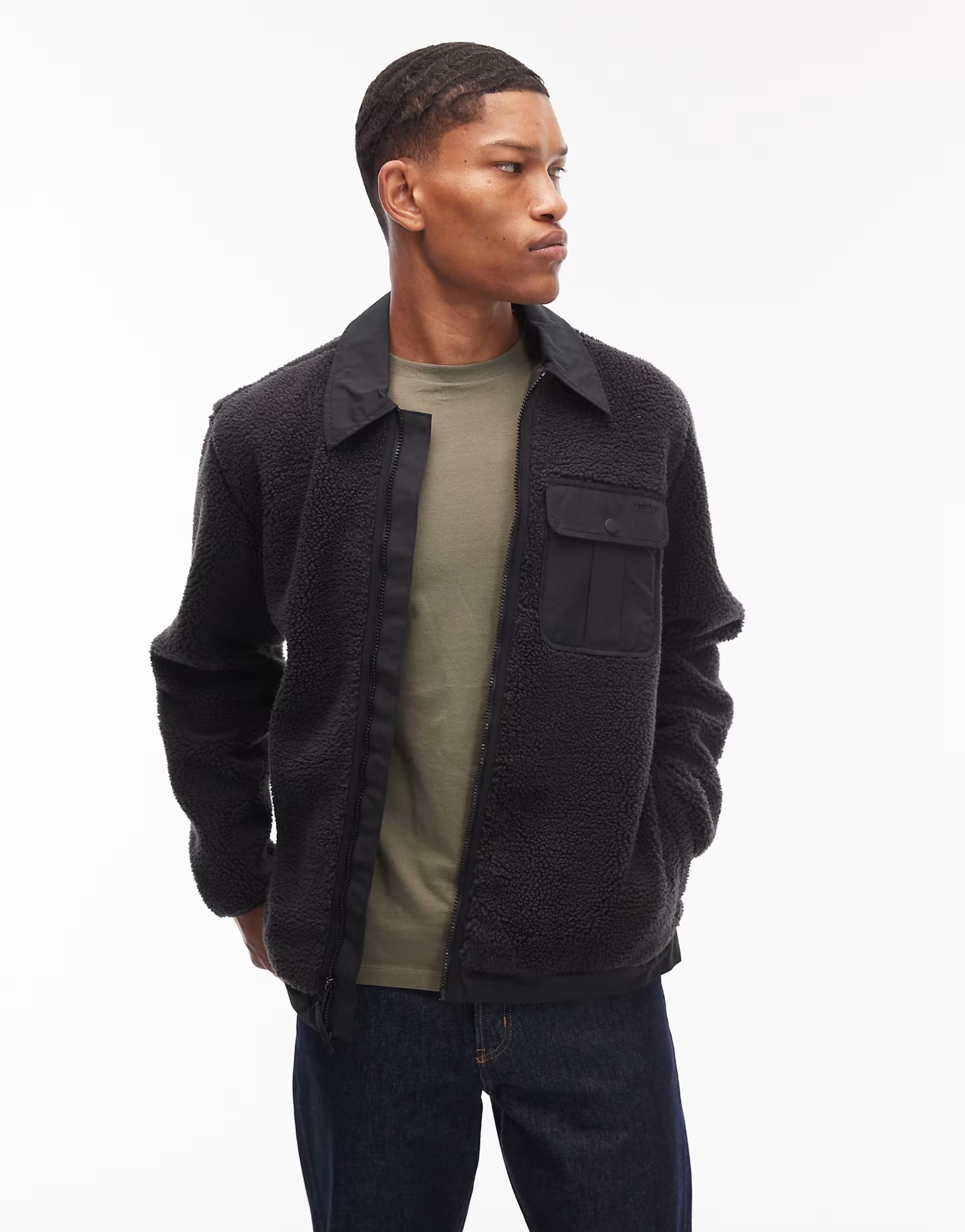 ASOS Levi's joonie sherpa jacket in charcoal