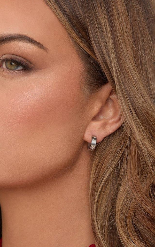 EGO Logo Detail Mini Hoop Earrings In Silver, Women's Size UK One Size - 2