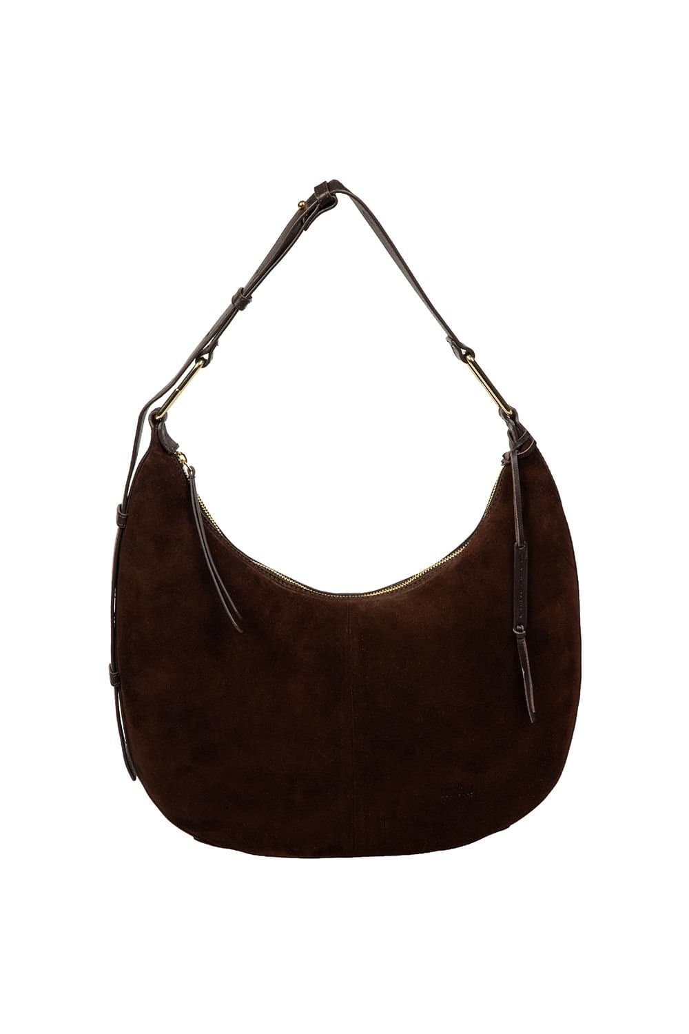 Cultured London Cultured London Women's 'Kacey' Suede & Leather Shoulder Bag in Dark Brown