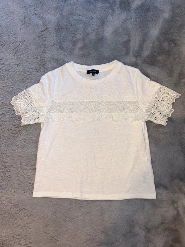 New Look New look size 8 cotton and lace white t shirt short sleeve