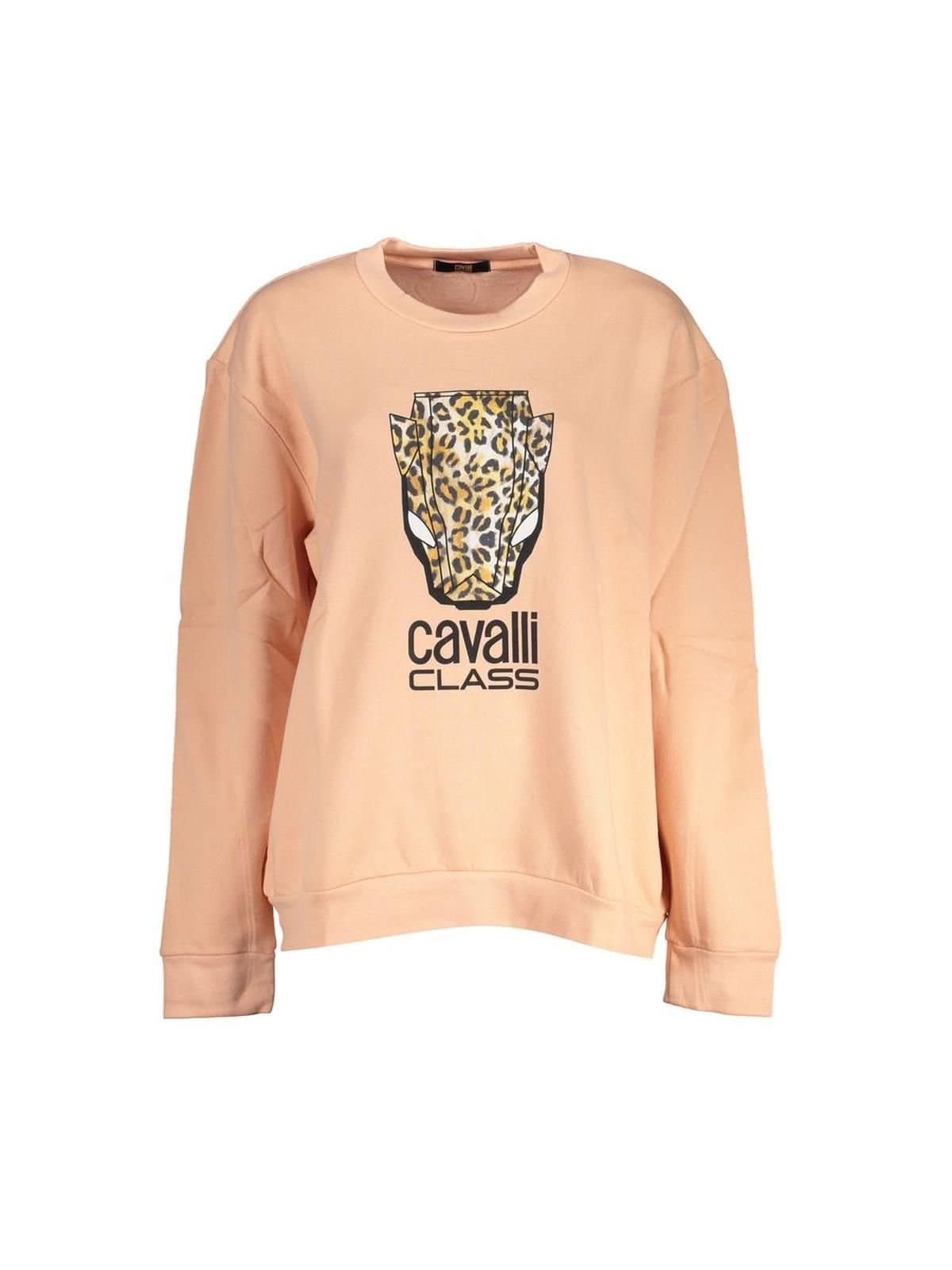 Cavalli Class Cavalli Class Women's Elegant Pink Fleece Crew Neck Sweater
