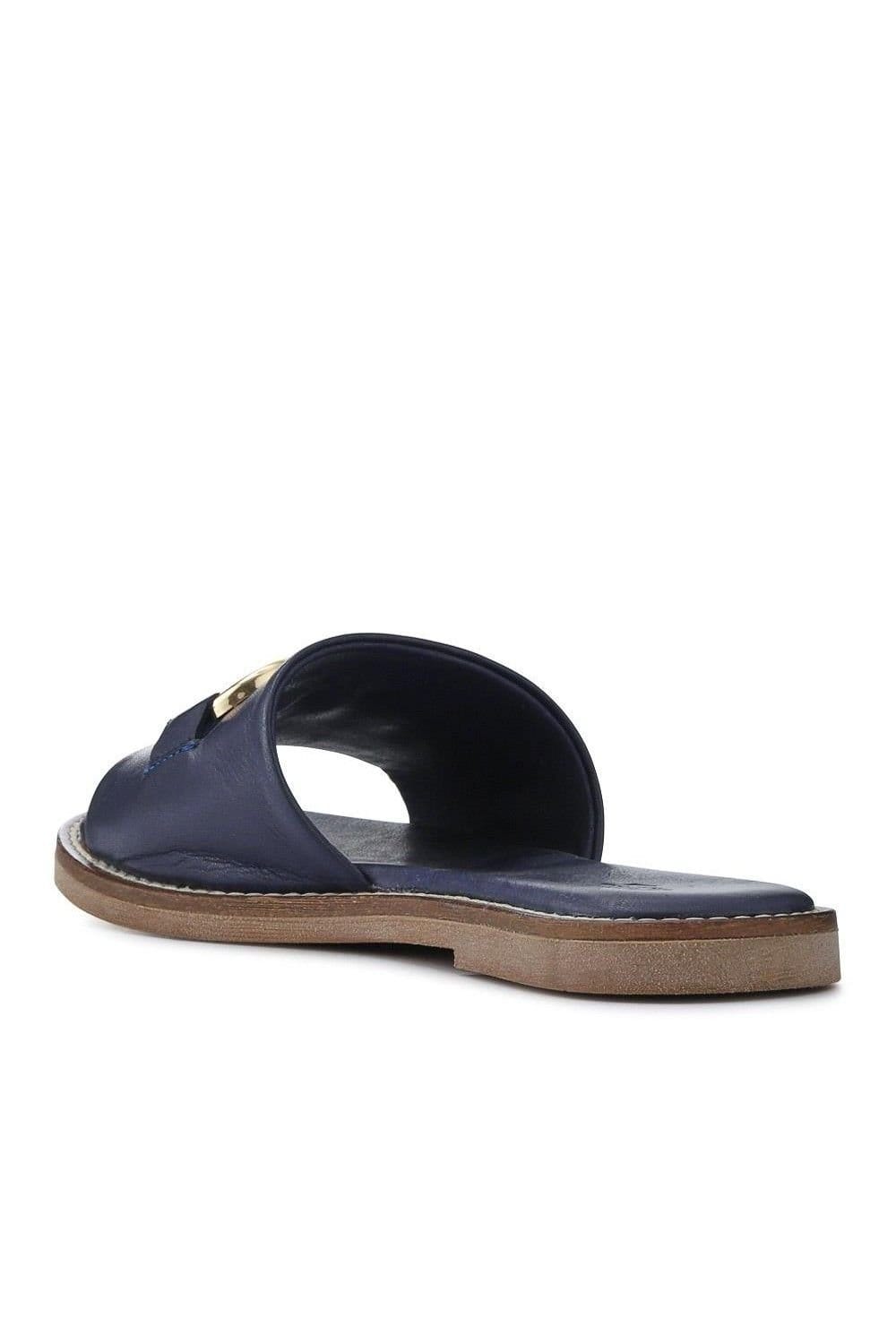 Jones Bootmaker Jones Bootmaker Women's Emillina Leather Buckle Mule Sandals in Navy - 4