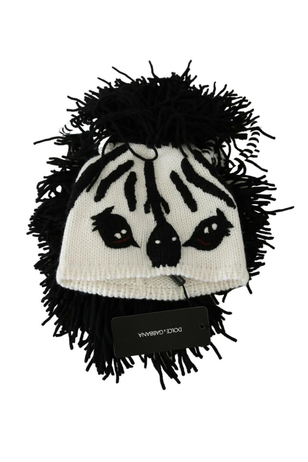 Dolce & Gabbana Dolce & Gabbana Black White Knitted Cashmere Beanie Hat