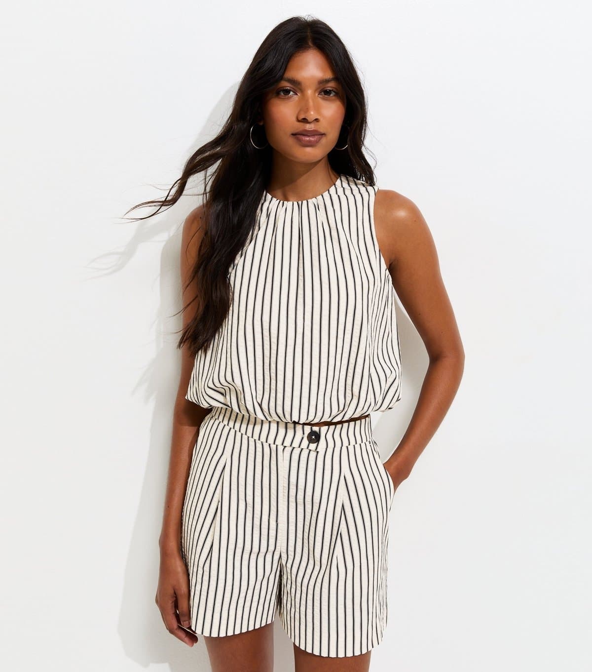 New Look New Look Cream Striped Seersucker Shorts