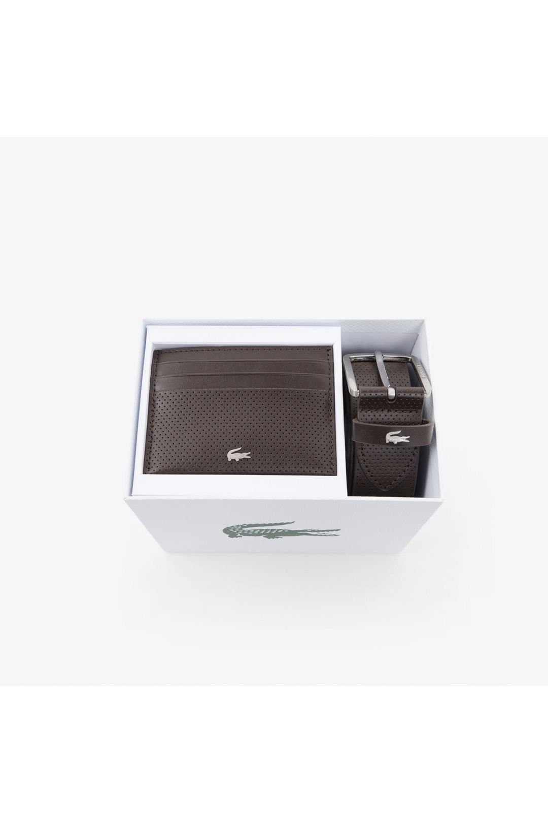 Lacoste Lacoste Men's 35 Punch Belt & Card Holder Gift Box Black