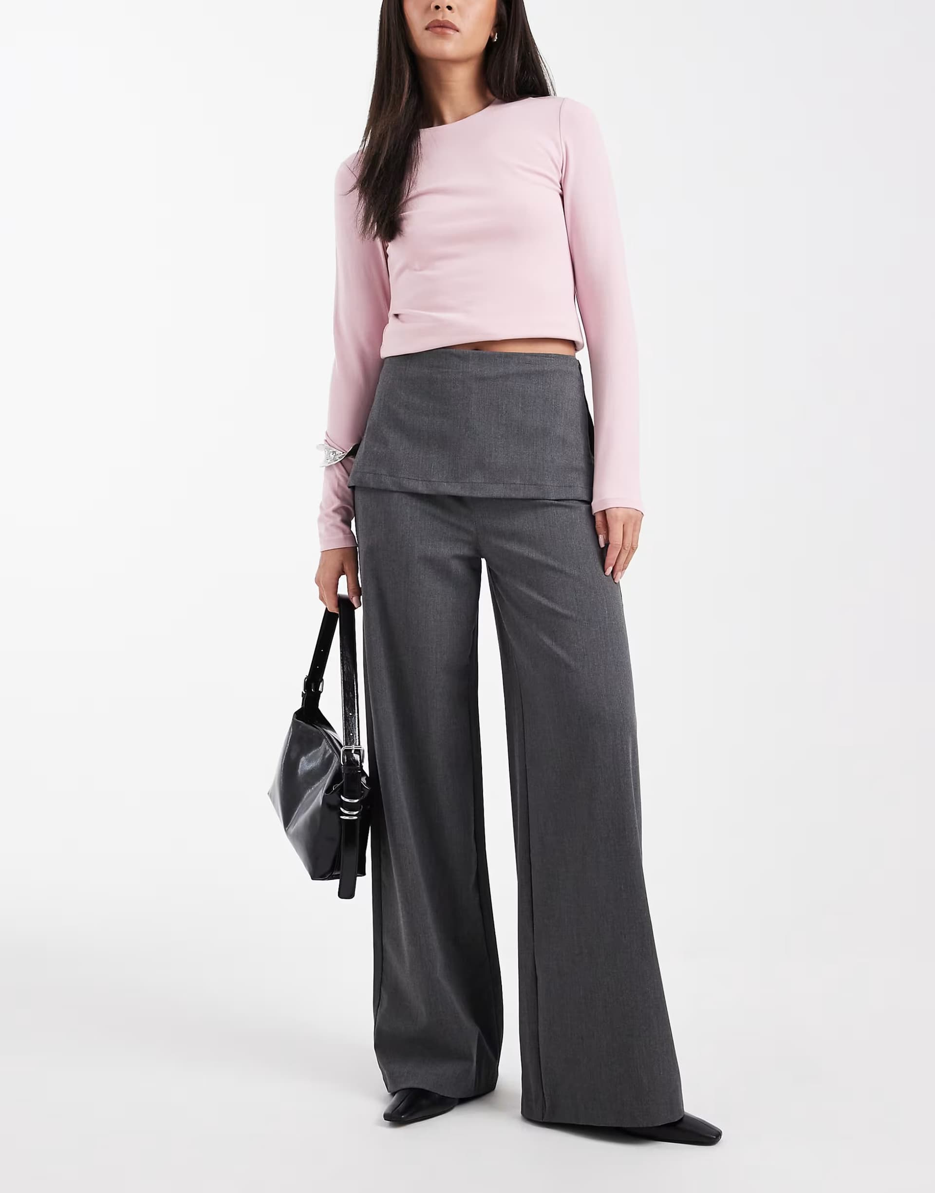 ASOS ASOS DESIGN tailored trousers with skirt in charcoal grey