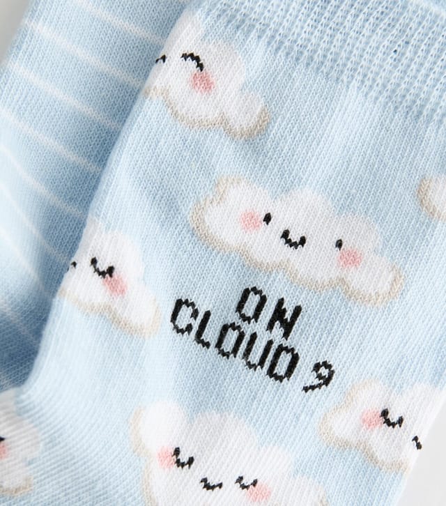 New Look Girls' Pack of 2 Light Blue On Cloud 9 Ankle Socks New Look - 2