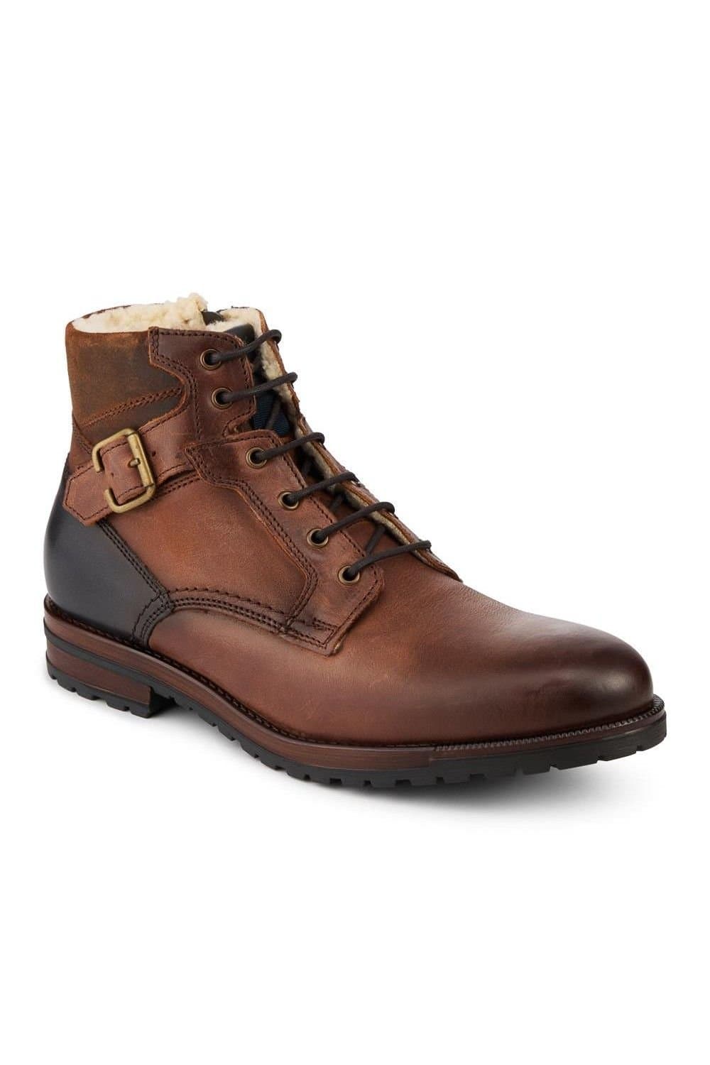 Pavers Pavers Men's Dark Brown Leather Fur Lined Boots