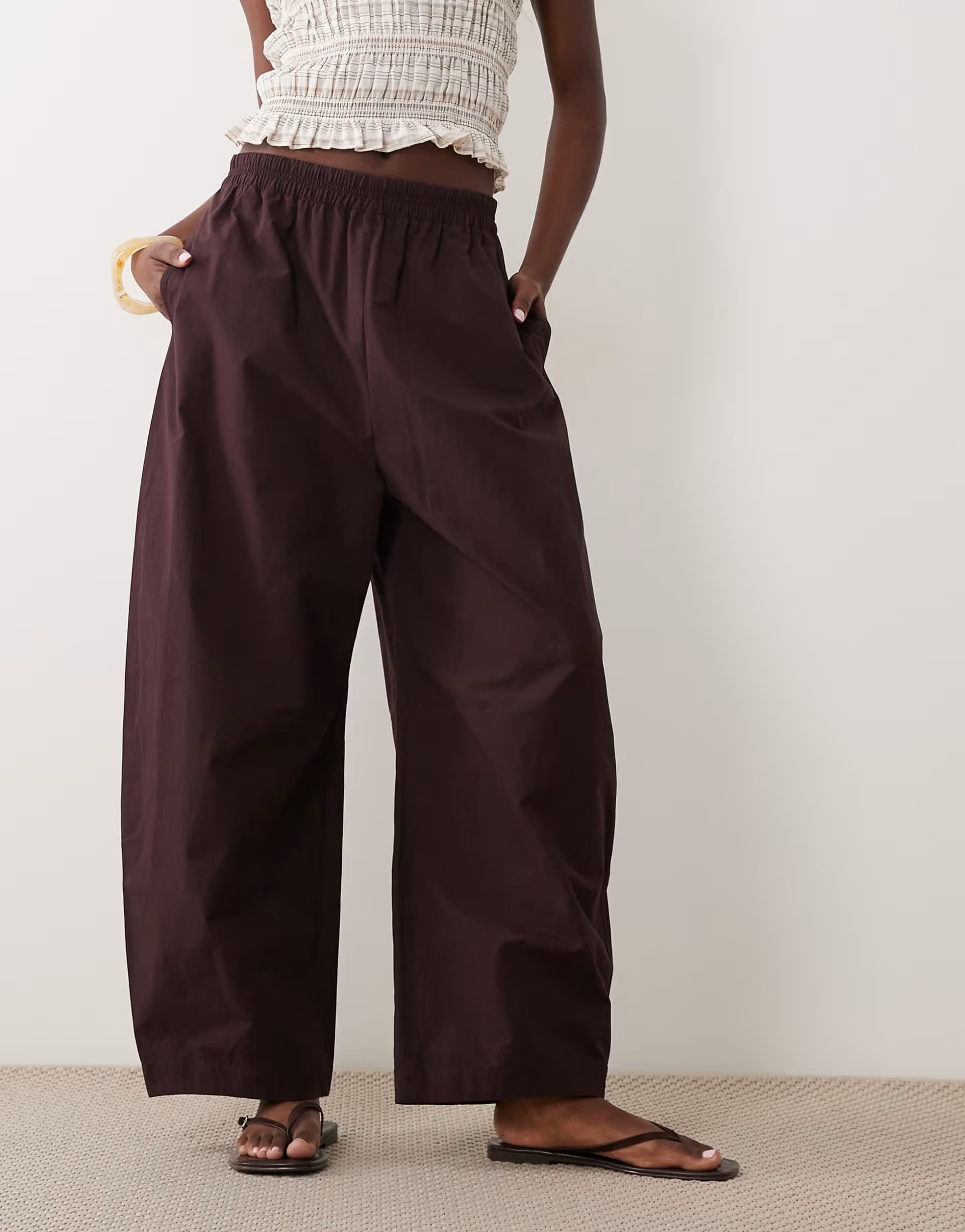 ASOS ARKET pure cotton pull on trousers in brown