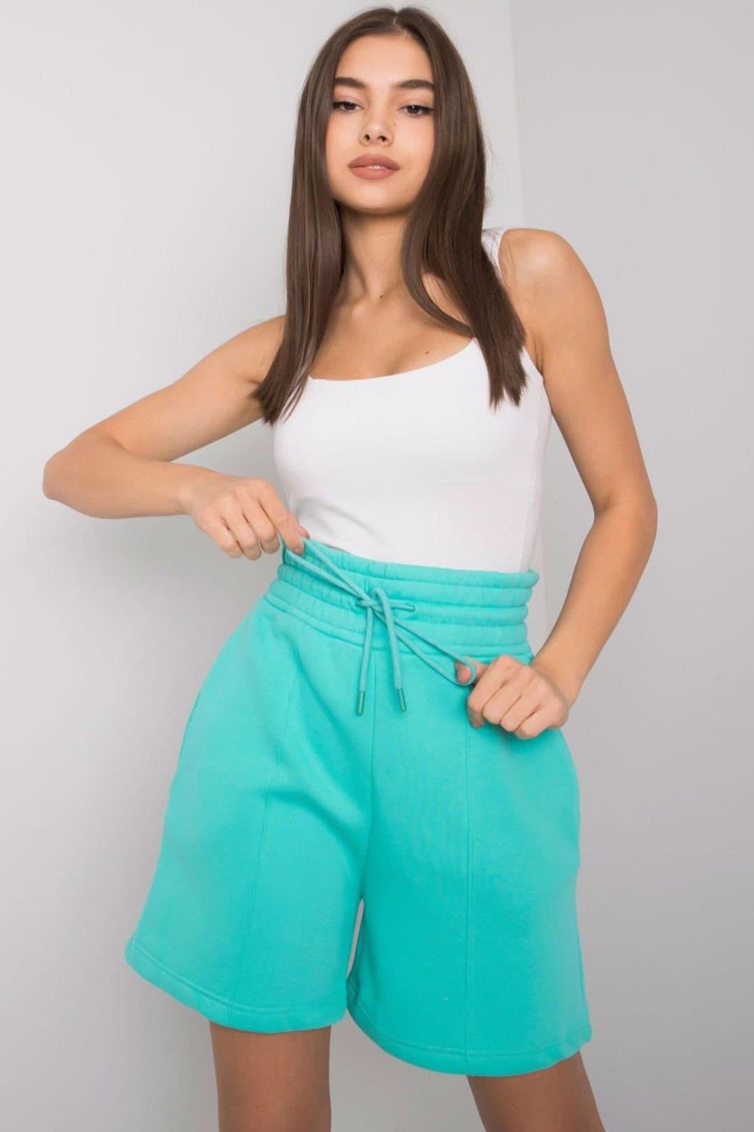 Love Lace Love Lace Women's Cotton Elastic Waist Shorts with Side Pockets Style 166230 in Green
