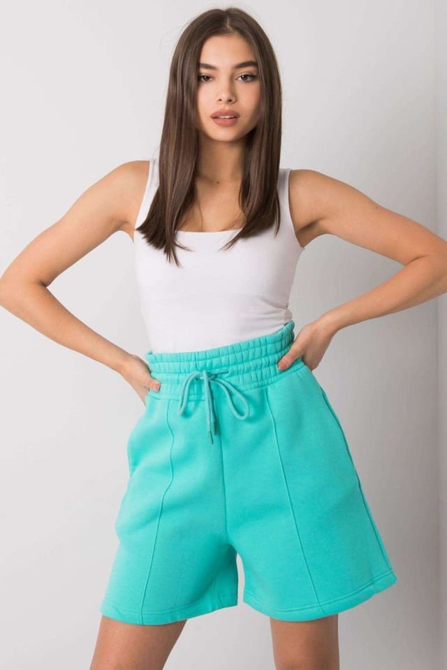Love Lace Love Lace Women's Cotton Elastic Waist Shorts with Side Pockets Style 166230 in Green - 2