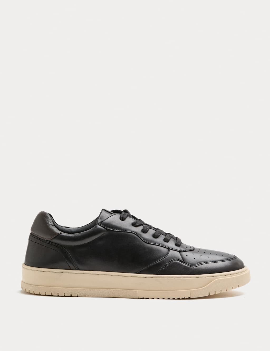 Marks & Spencer M&S Black Genuine Leather Lace-Up Trainers