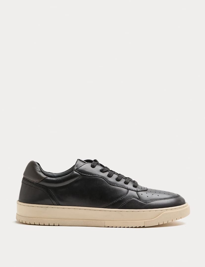 Marks & Spencer M&S Leather Lace up Trainers Black - 1