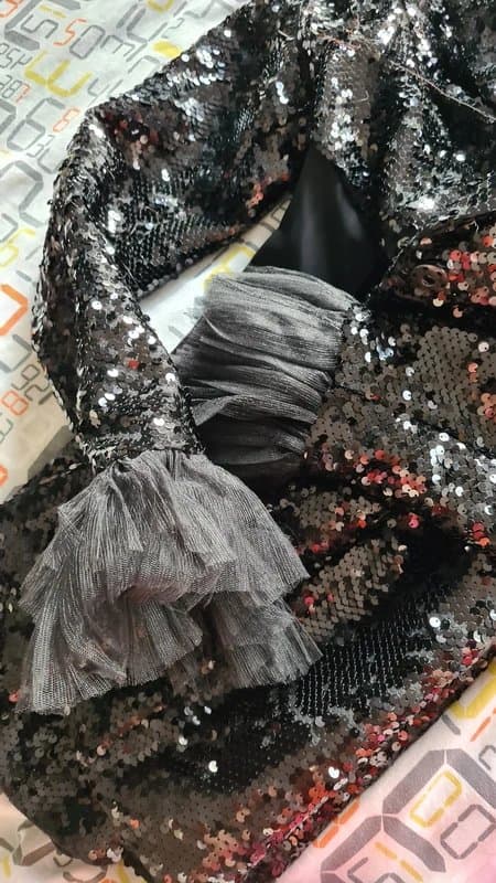 ASOS ASOS Luxe Black Sequin Corset Jacket Blazer