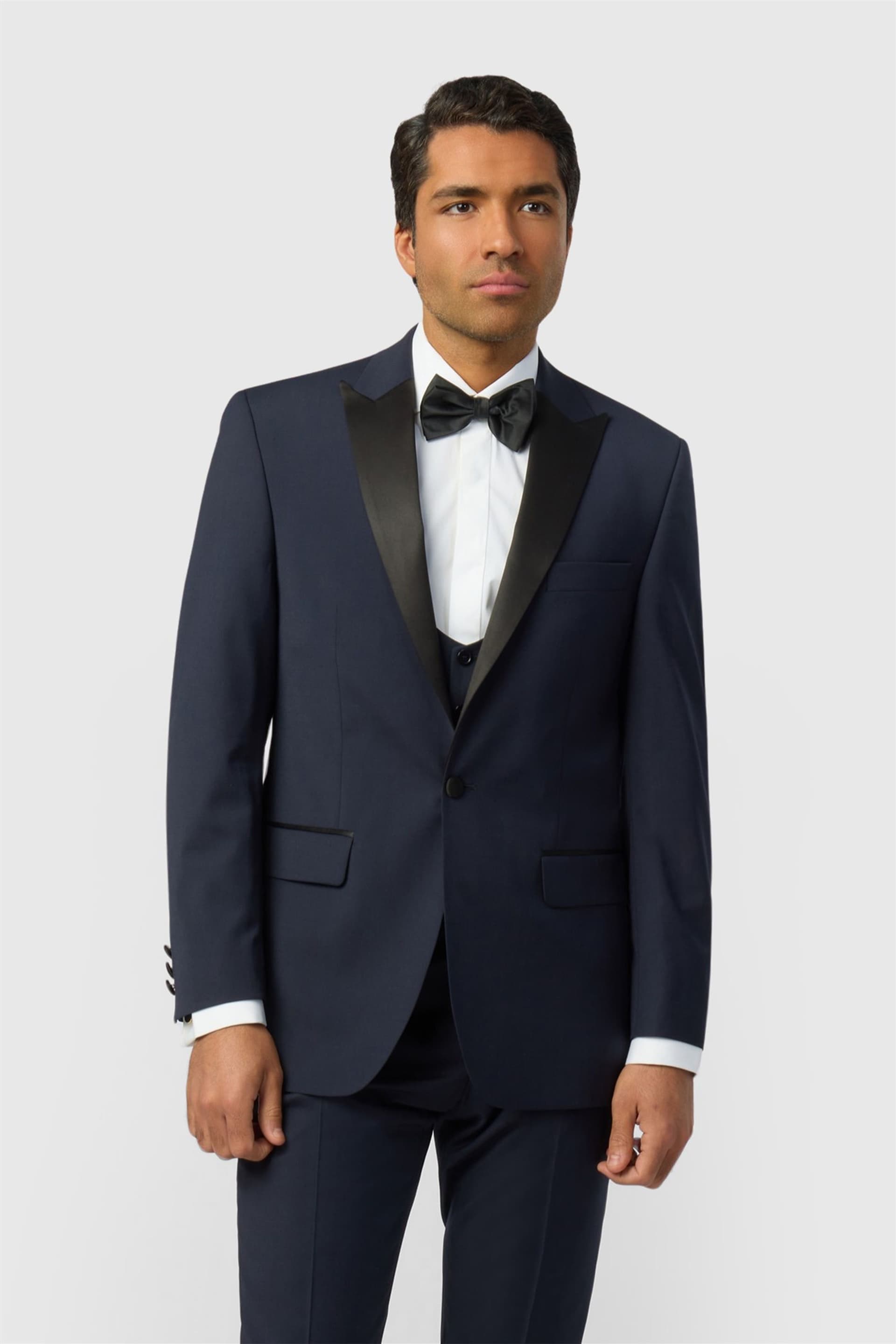 Scott Scott Men's Regular Fit Tuxedo Jacket in Dark Blue