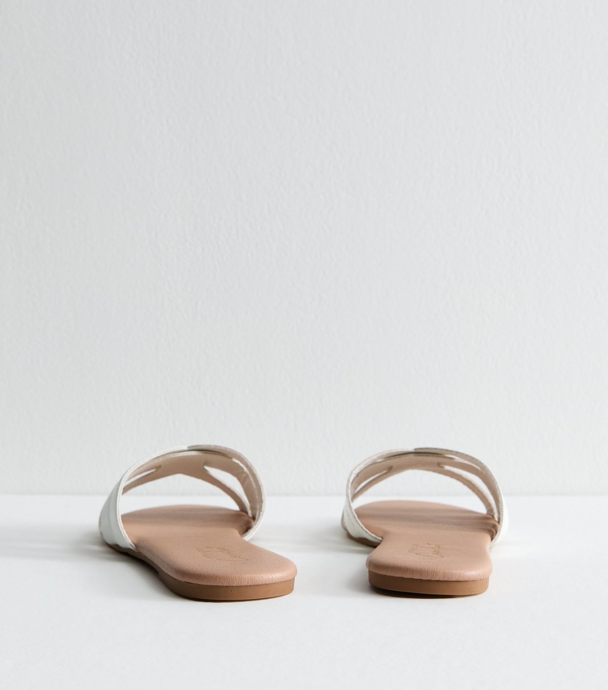 New Look Women's White Faux Leather Cut Out Interwoven Strap Sandals Vegan New Look - 4