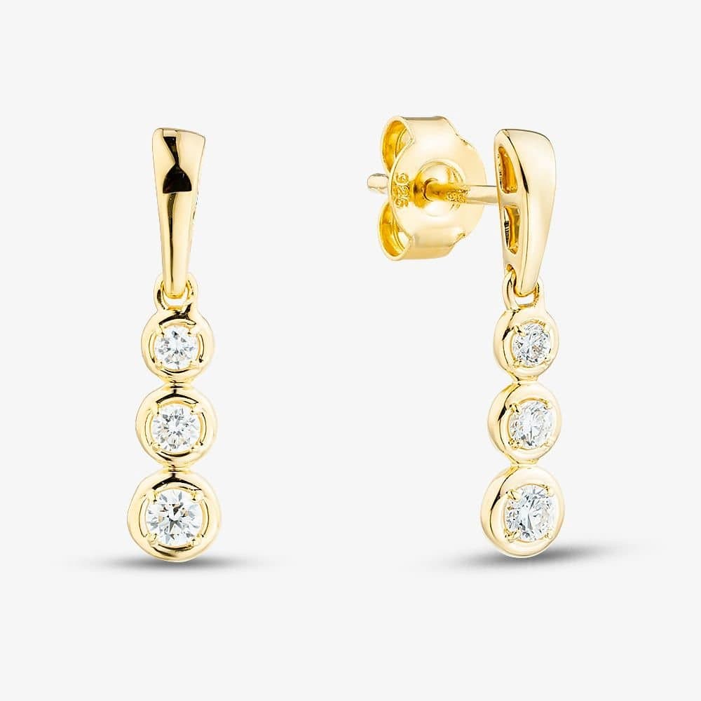 T.H.Baker T.H.Baker Women's Gold Plated 0.25ct Lab Grown Diamond Triple Drop Earrings LGE46753-25