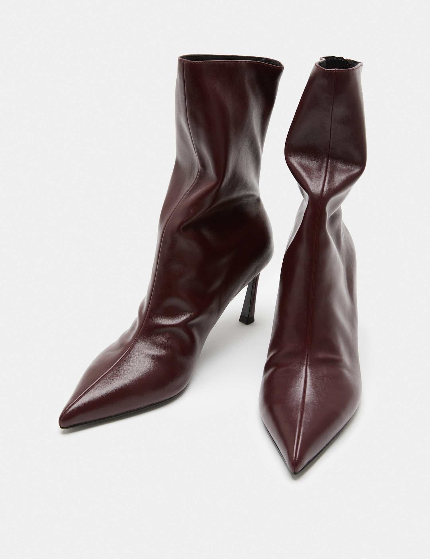 Marks & Spencer M&S Ruched Stiletto Heel Pointed Sock Boots Wine