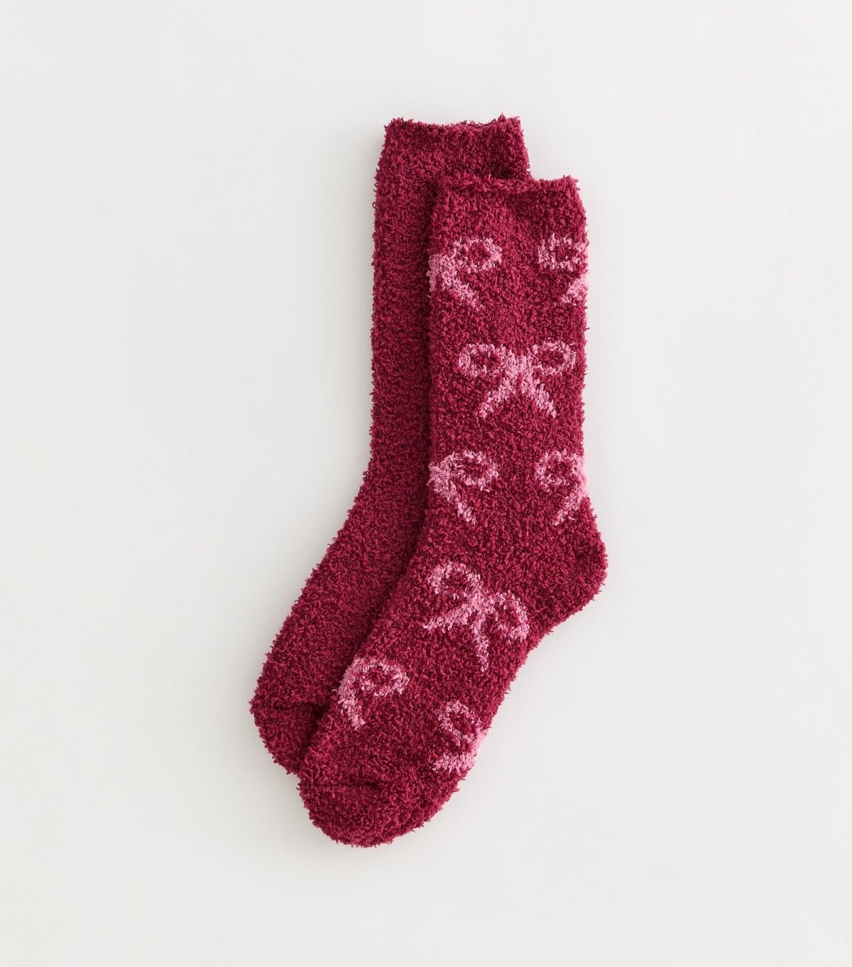 New Look Red Fluffy Bow Ankle Socks New Look