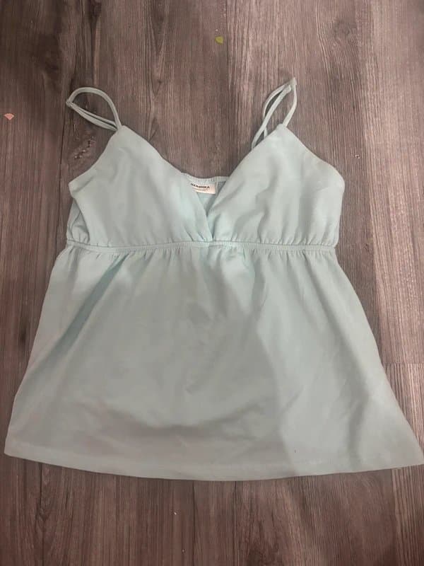 Bershka pale turquoise babydoll top