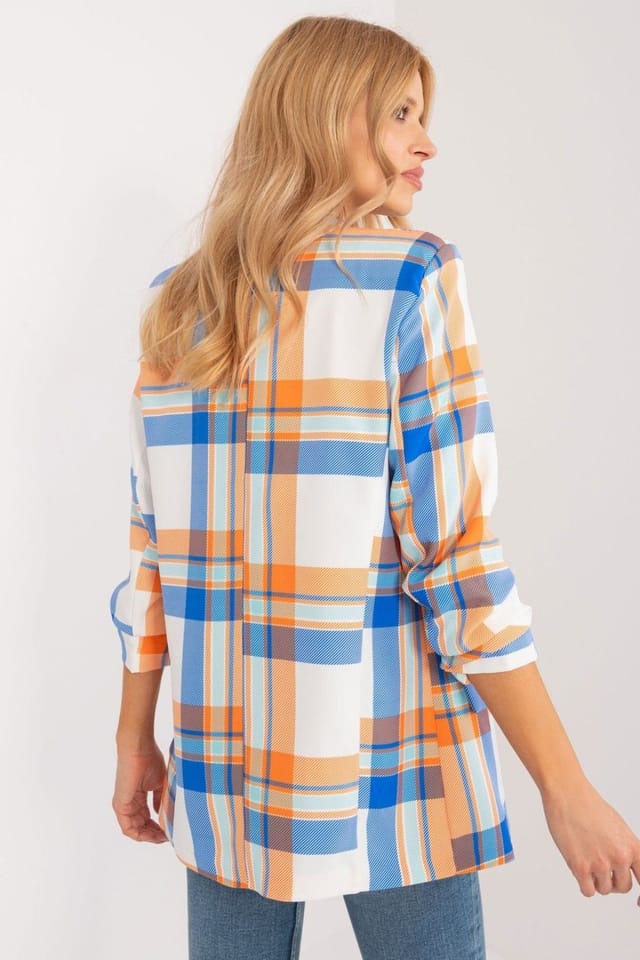 Love Lace Love Lace Women's Check Print Lapel Blazer 3/4 Sleeve - 3