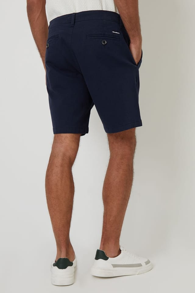 Threadbare Threadbare Men's Cotton Regular Fit Stretch Chino Shorts in Navy - 2