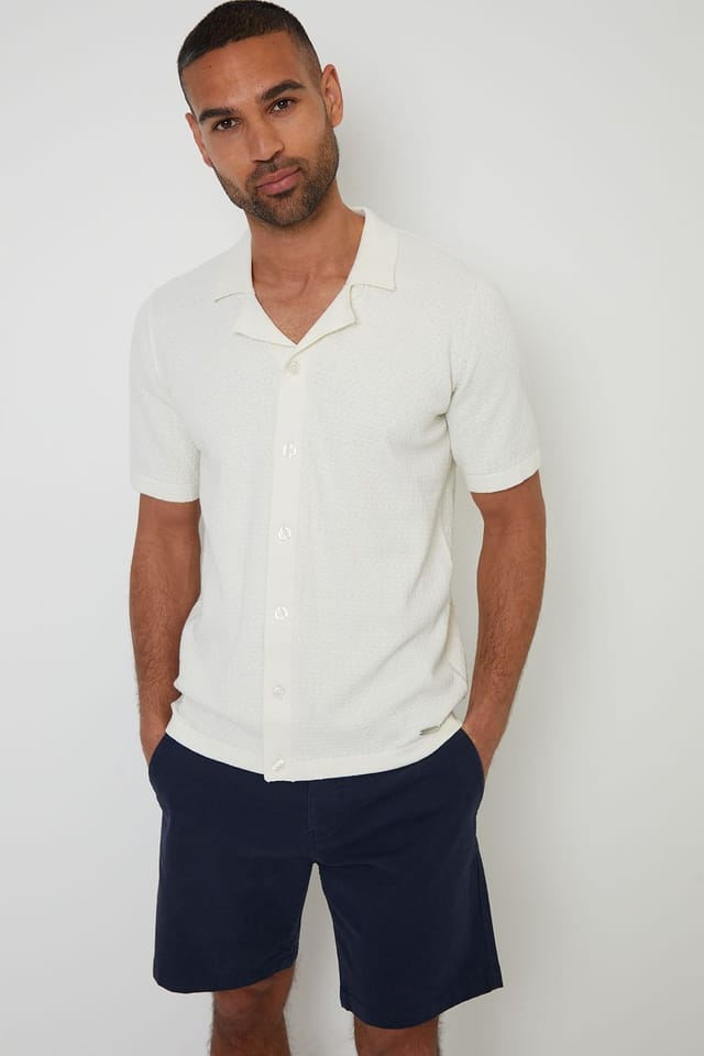 Threadbare Threadbare Men's Cotton Regular Fit Stretch Chino Shorts in Navy - 3